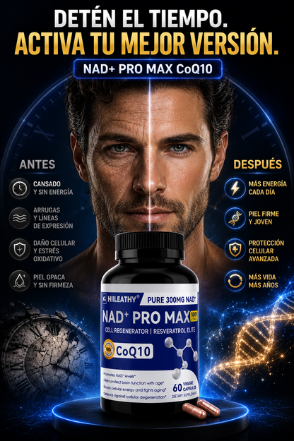 HIILEATHY™️ – NAD+ Pro Max con CoQ10 y Resveratrol para Energía Celular y Vitalidad Diaria